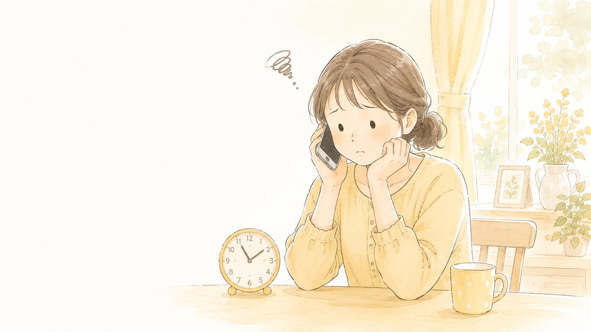 スマートフォンを耳にあて、電話がつながるのを待っている女性