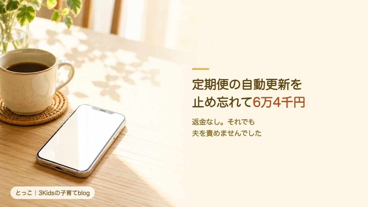 定期便の自動更新を止め忘れて6万4千円。返金なし。それでも夫を責めませんでした