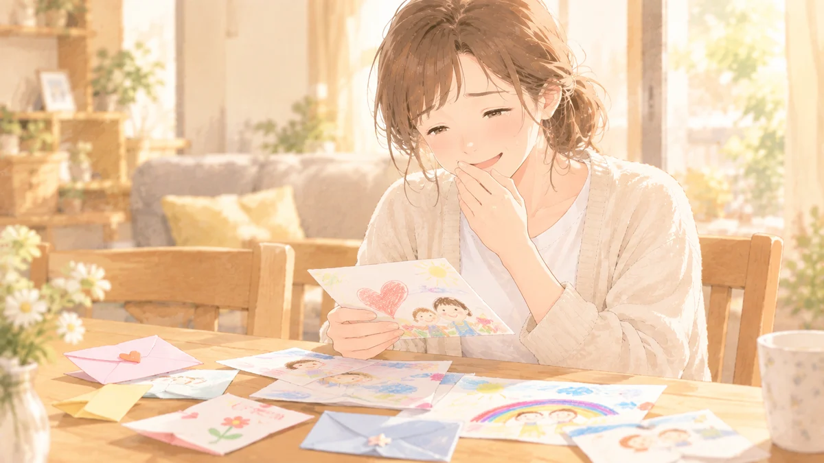 子どもからの手紙を読む様子